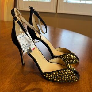 Zara Black and Gold Sequined Heels